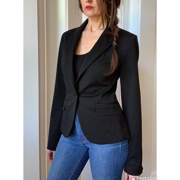 Black Chic Like New Express Black Lined Single Button Jacket Blazer 4 S - Picture 2 of 9